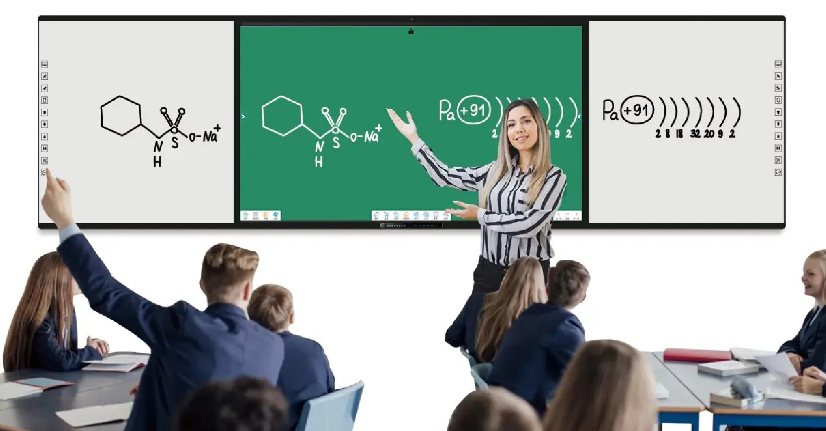 Интерактивная панель с двумя записывающими досками 146" 75” LED Interactive