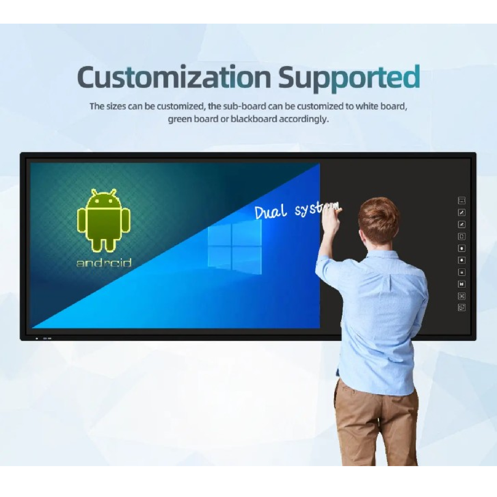 Интерактивная панель с записывающей доской 94"  65” LED Interactive