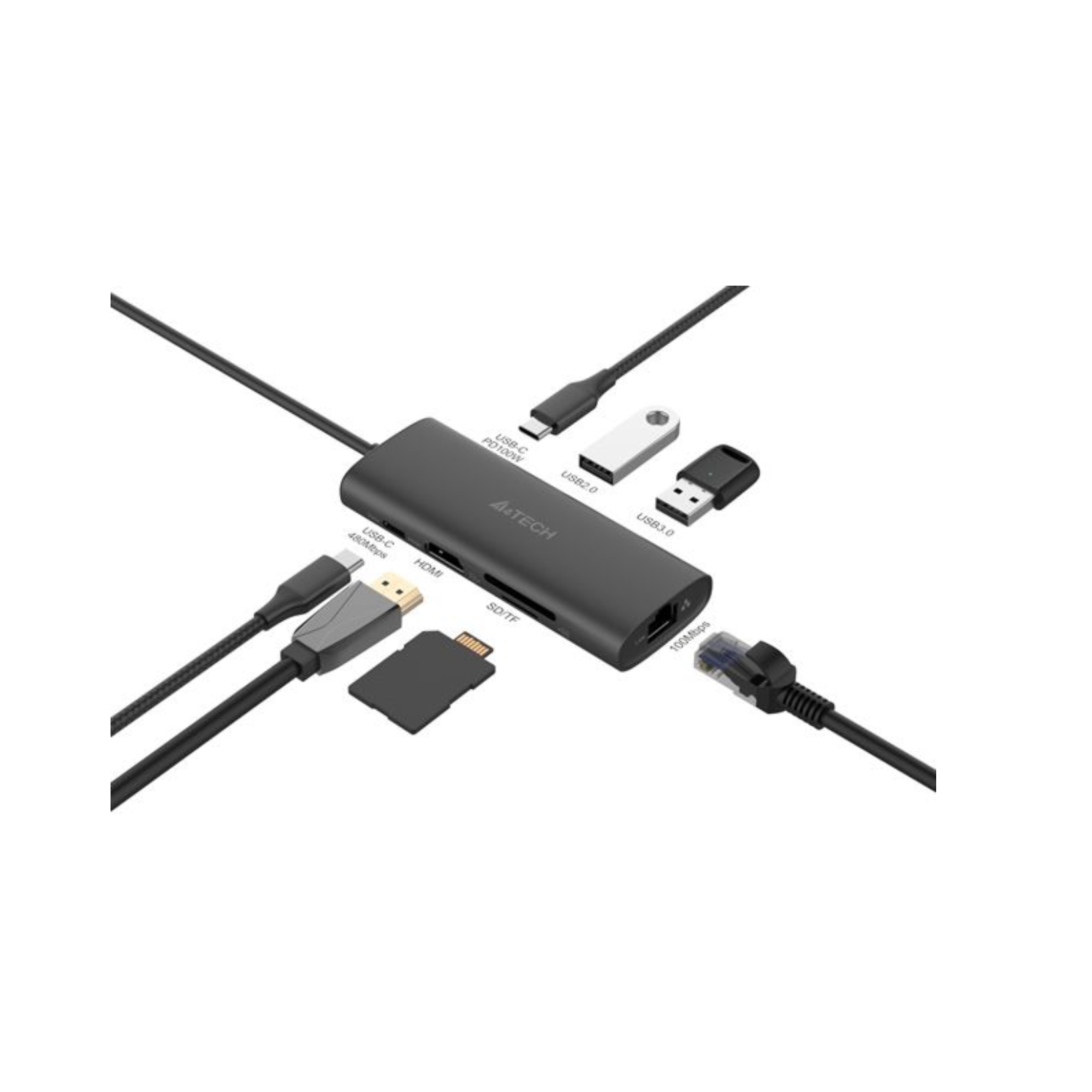 Переходник             A4TECH DST-40C 4-IN-1 DOCK USB-C (USB-C Power, USB3.0, USB2.0, 4K HDMI@30Hz)