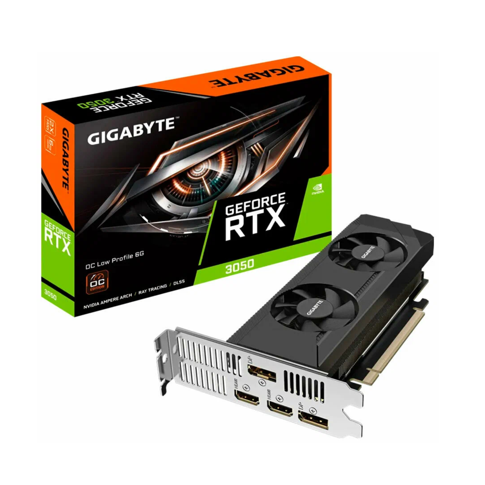 Видеокарта GEFORCE RTX3050 6GB GDDR6 96bit 1477Mhz 2xDP 2xHDMI GIGABYTE GV-N3050WF2OCV2-6GD