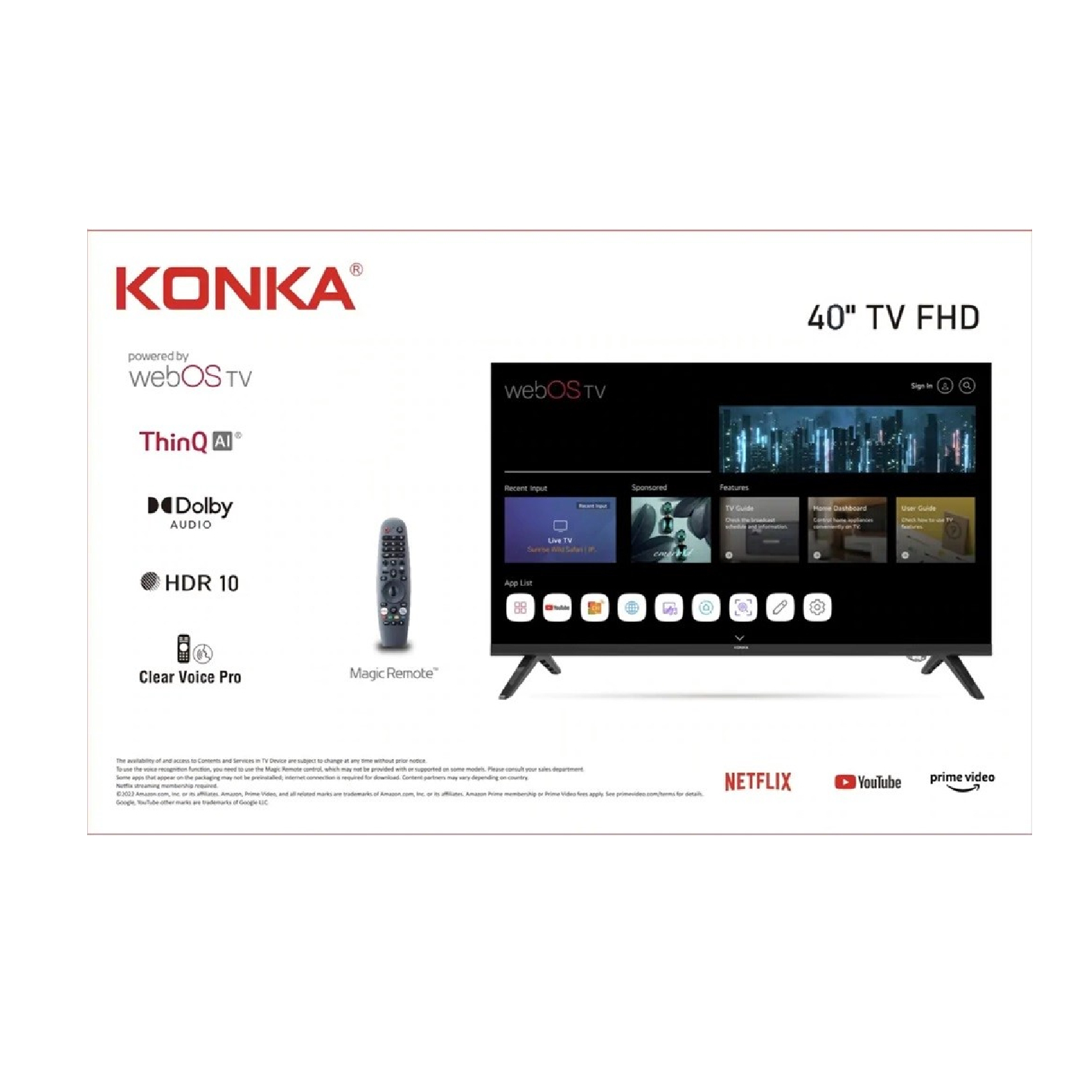 Телевизор KONKA LED TV 65VR700W 65" UHD 4K 3840x2160 60Hz SMART, WebOS, Magic пульт, DVB-T/C/T2/S/S2,HDMI USB